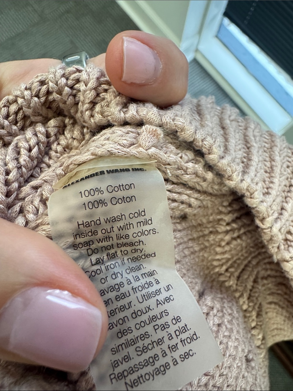 T by Alexander Wang 100% Cotton Blush Chunky Knit Cardigan Sweater, size L - Picture 4 of 7